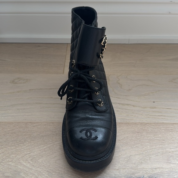 Chanel Black Quilted Leather Ankle Boots - Picture 7 of 14